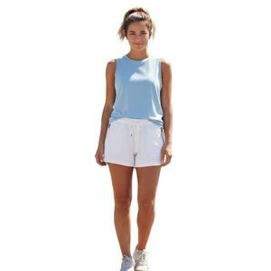 Athleta White Drawstring Waistband Shorts with Zipper Pockets size 6